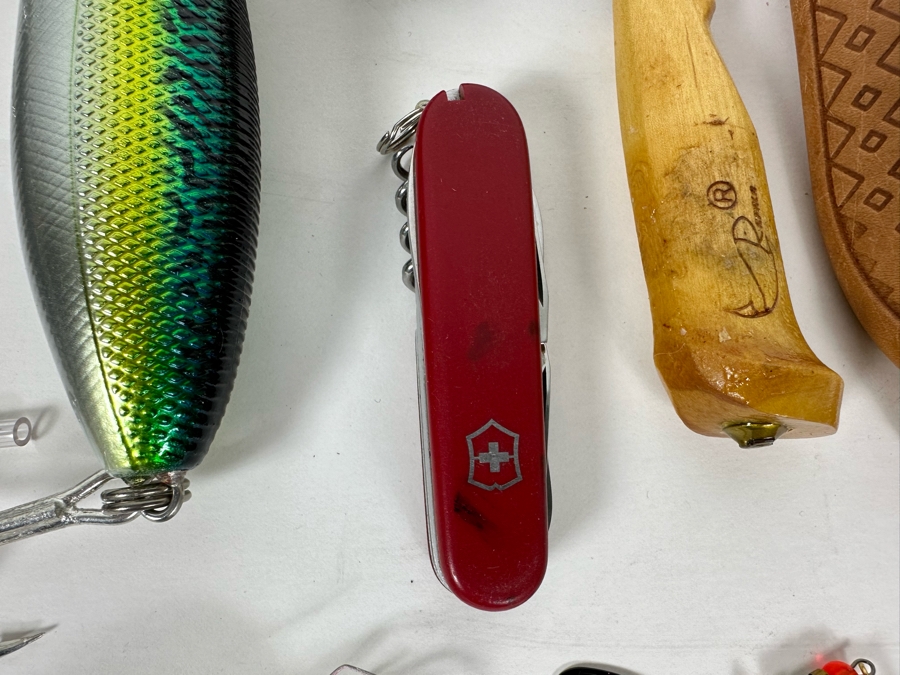 PENN 6500SS Fishing Reel, Daiwa PR1-5Bi Fishing Reel, Various Fishing Lures Including Salt Water Lures, Finland Knife With Sheath And Swiss Army Knife [Photo 12]