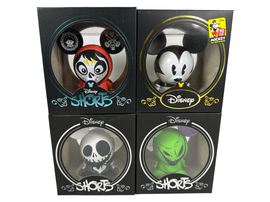 Disney Shorts Vinyl Collectible Toy Art By Francisco Herrera With Pair Of Tim Burton's The Nightmare Before Christmas, 4 Items