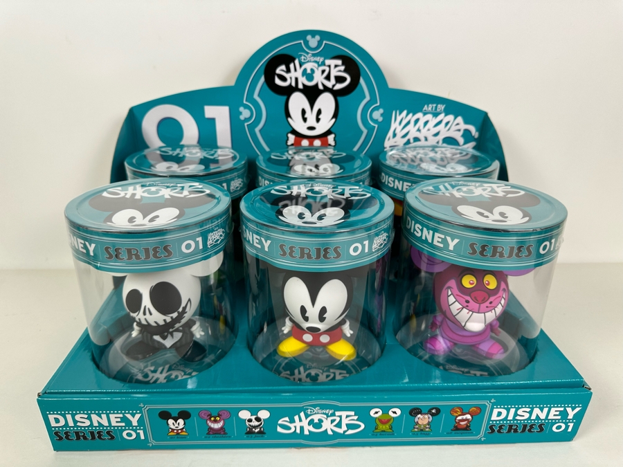 Complete Set Of Six Disney Shorts Series 01 Vinyl Collectible Toy Art By Francisco Herrera With Store Merchandiser [Photo 3]
