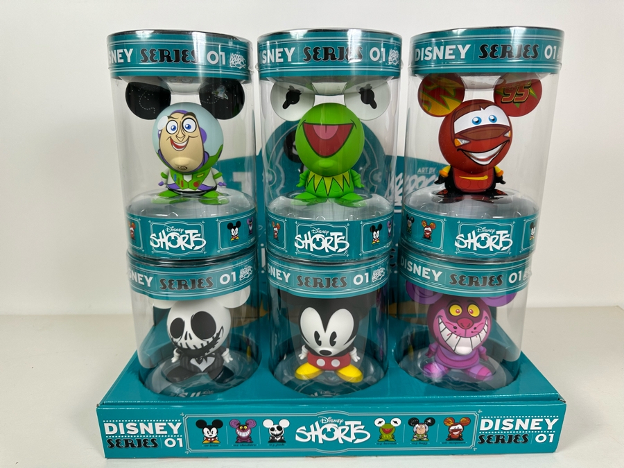 Complete Set Of Six Disney Shorts Series 01 Vinyl Collectible Toy Art By Francisco Herrera With Store Merchandiser [Photo 4]