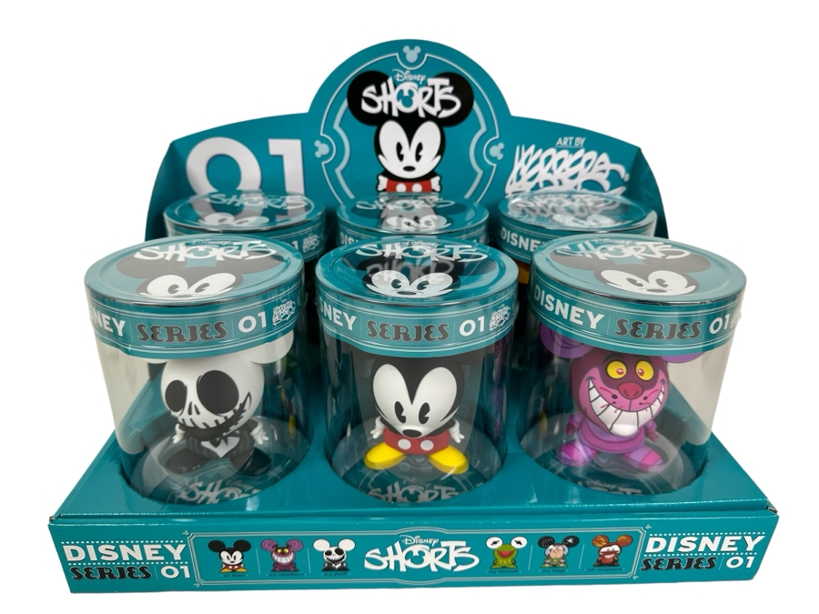 Complete Set Of Six Disney Shorts Series 01 Vinyl Collectible Toy Art By Francisco Herrera With Store Merchandiser