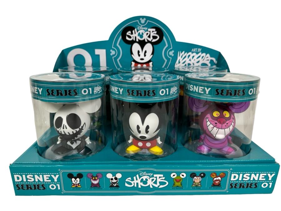 Complete Set Of Six Disney Shorts Series 01 Vinyl Collectible Toy Art By Francisco Herrera With Store Merchandiser [Photo 2]