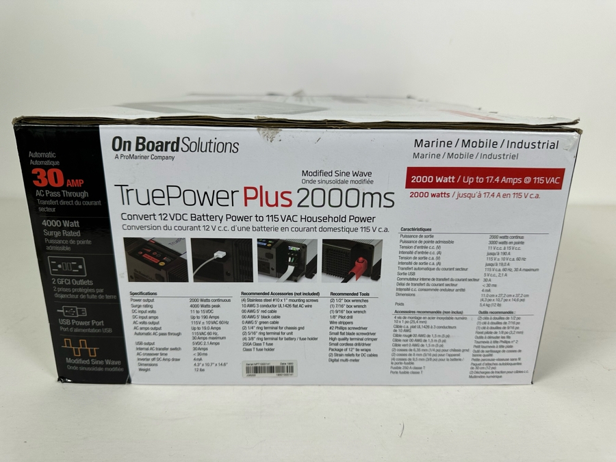 On Board Solutions True Power Plus 2000ms Convert 12VDC Battery Power To 115VAC Household Power [Photo 5]
