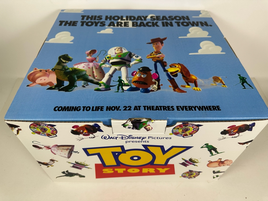 Original Toy Story Movie Promotional Marketing Box Of Toys Including Talking Woody Doll, Buzz Lightyear, Slinky, Etch A Sketch, Plastic Toy Soldiers & Mr. Potato Head 18 X 17 X 11 [Photo 5]