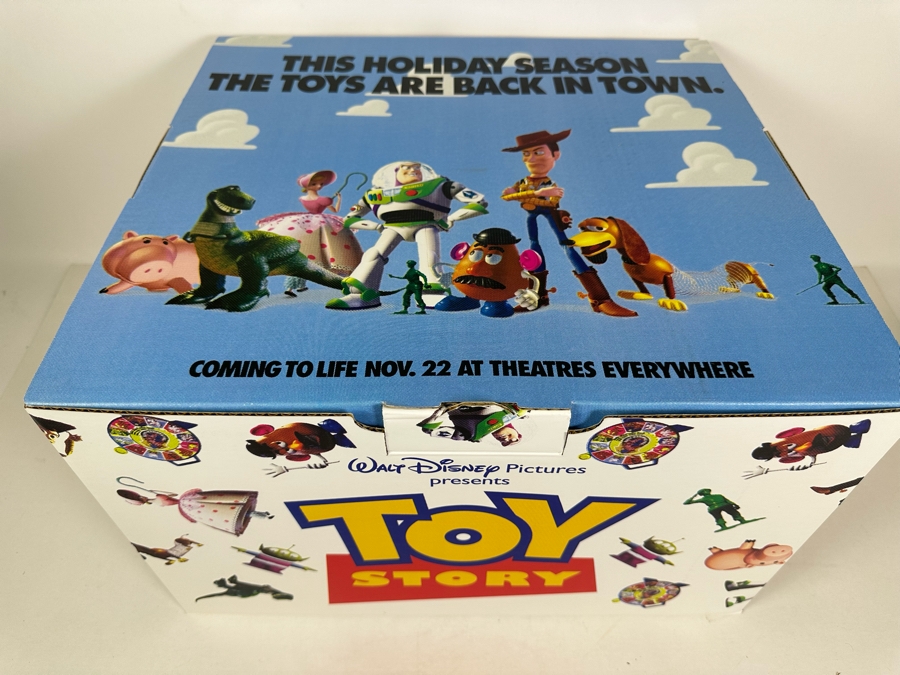 Original Toy Story Movie Promotional Marketing Box Of Toys Including Talking Woody Doll, Buzz Lightyear, Slinky, Etch A Sketch, Plastic Toy Soldiers & Mr. Potato Head 18 X 17 X 11 [Photo 6]