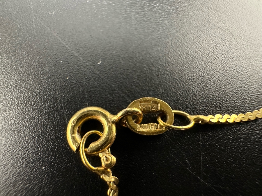 14K Gold Double Pearl Pendant With 14K Gold 16' Necklace 4.2g [Photo 6]