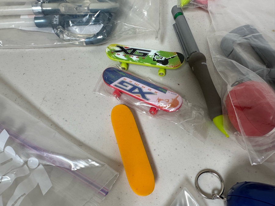 The X Games Bic Carabiner Ball Pen / X Games Helmet Pencil Sharpener & X Games Espn Finger Tech Deck Style Skateboards Designed By The CDM Company 2004 [Photo 2]