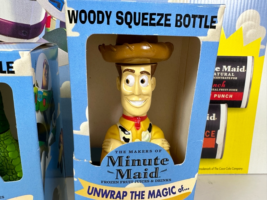 Disney's Toy Story Minute Maid Mail-In Offer Cardboard Promotional Store Poster 36 X 24 With Rex & Woody Squeeze Bottles [Photo 4]