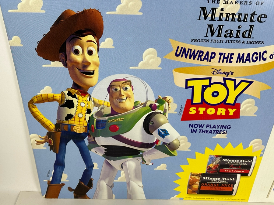 Disney's Toy Story Minute Maid Mail-In Offer Cardboard Promotional Store Poster 36 X 24 With Rex & Woody Squeeze Bottles [Photo 9]