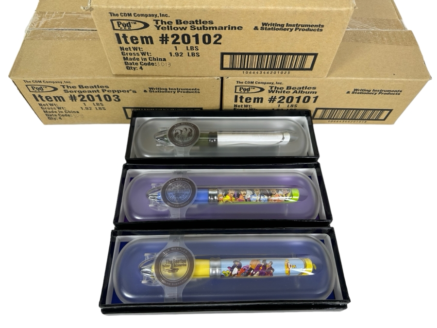 The Beatles Limited Edition Collectible Pod Pens: Yellow Submarine, Sgt. Pepper's Lonely Hearts Club Band, White Album - 12 Pens Total