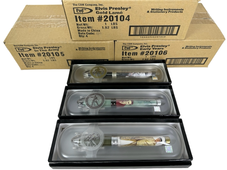 Elvis Presley Limited Edition Collectible Pod Pens: Early Years, In The Army, Gold - 12 Pens Total [Photo 1]