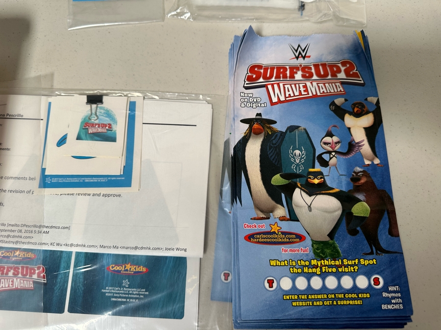 Surf's Up 2 Wave Mania Movie Carl's Jr. / Hardee's Happy / Kid's Meal Toys Project Box With Prototype Toy Samples Cool Kids Designed By The CDM Company 2017 [Photo 7]