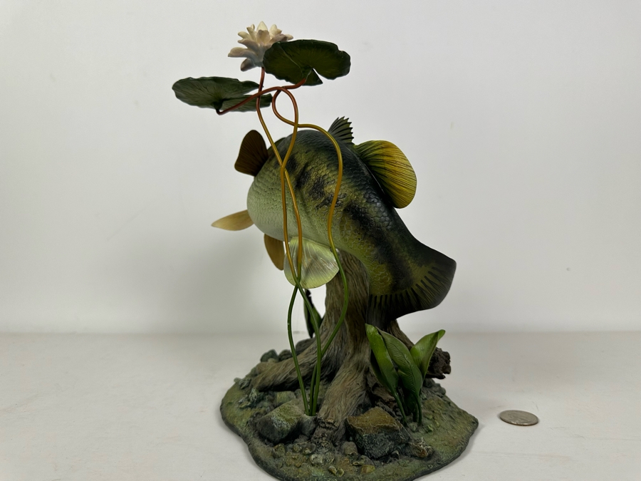 George Kruth Resin Sculpture Titled 'Backwater Bass' From The Freshwater Trophies Sculpture Collection By The Danbury Mint 9.5W X 7D X 10H [Photo 7]