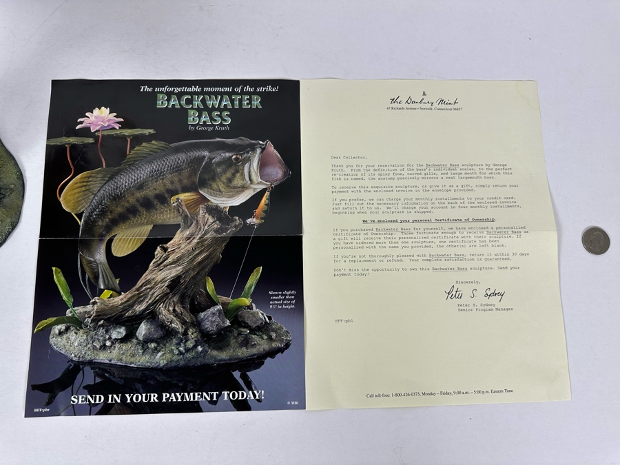 George Kruth Resin Sculpture Titled 'Backwater Bass' From The Freshwater Trophies Sculpture Collection By The Danbury Mint 9.5W X 7D X 10H [Photo 12]
