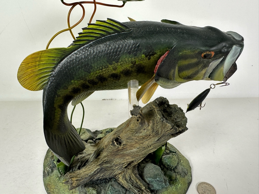 George Kruth Resin Sculpture Titled 'Backwater Bass' From The Freshwater Trophies Sculpture Collection By The Danbury Mint 9.5W X 7D X 10H [Photo 4]