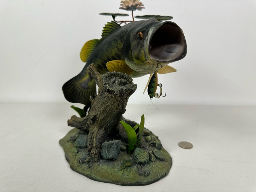 George Kruth Resin Sculpture Titled 'Backwater Bass' From The Freshwater Trophies Sculpture Collection By The Danbury Mint 9.5W X 7D X 10H [Photo 5]