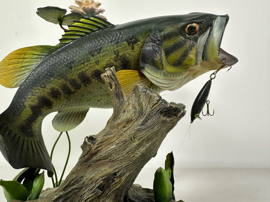 George Kruth Resin Sculpture Titled 'Backwater Bass' From The Freshwater Trophies Sculpture Collection By The Danbury Mint 9.5W X 7D X 10H [Photo 2]