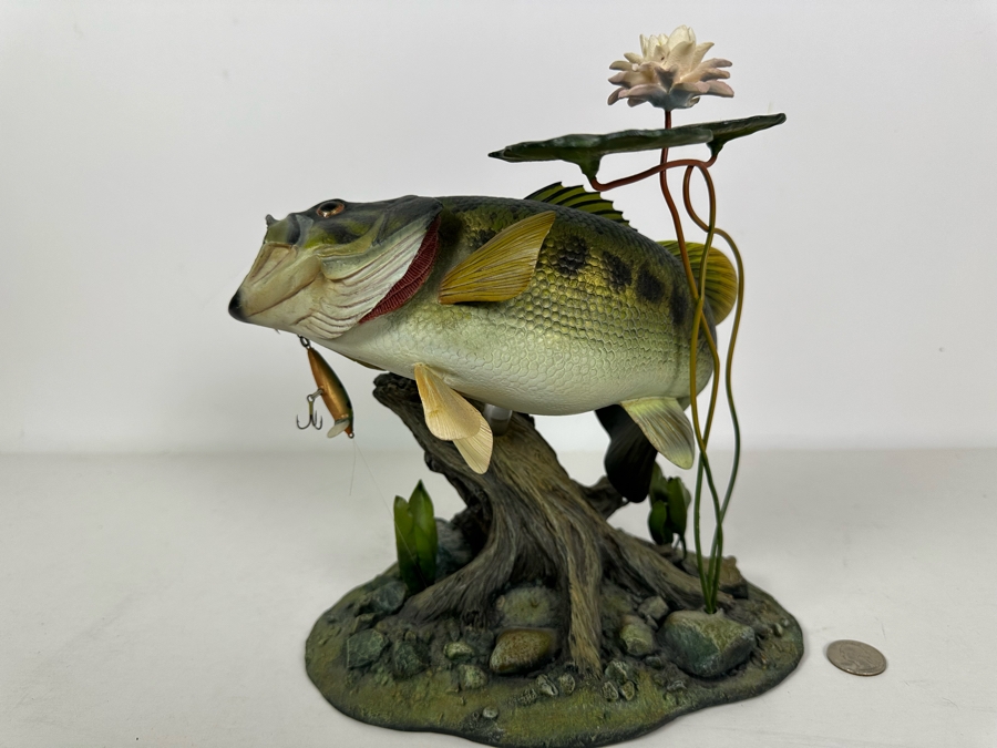 George Kruth Resin Sculpture Titled 'Backwater Bass' From The Freshwater Trophies Sculpture Collection By The Danbury Mint 9.5W X 7D X 10H [Photo 6]