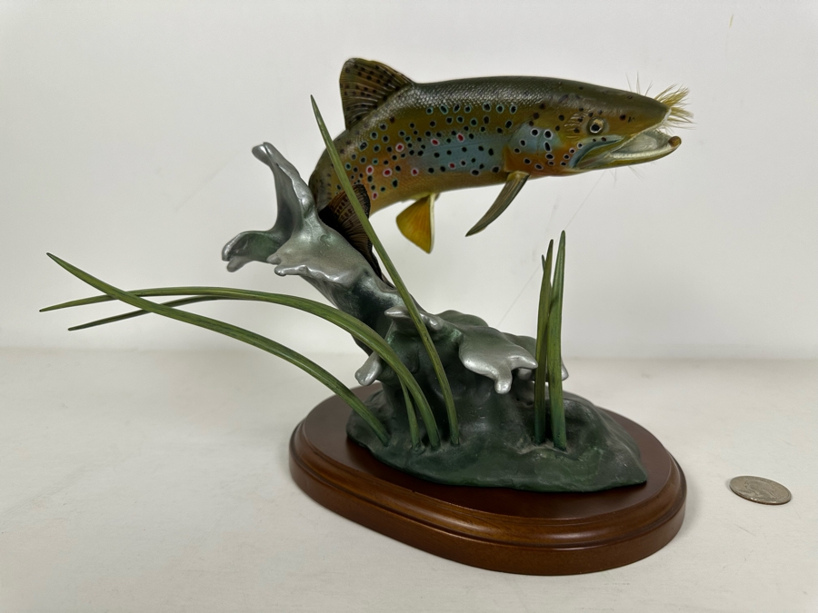 Franz Dutzler Resin Sculpture Titled 'Noble Brown' From The Trout Treasures Sculpture Collection By The Danbury Mint 7W X 8D X 8H [Photo 5]