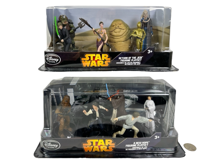Pair Of Disney Store Star Wars Playsets: A New Hope Figurine Playset & Return Of The Jedi Figurine Playset New In Packaging