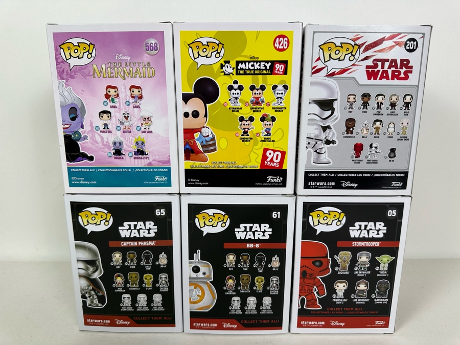 Disney Funko Toys Pop! Vinyl Figurines Star Wars, Disney's Mickey Mouse & Disney's The Little Mermaid Ursula - 6 Figurines New In Packaging [Photo 9]