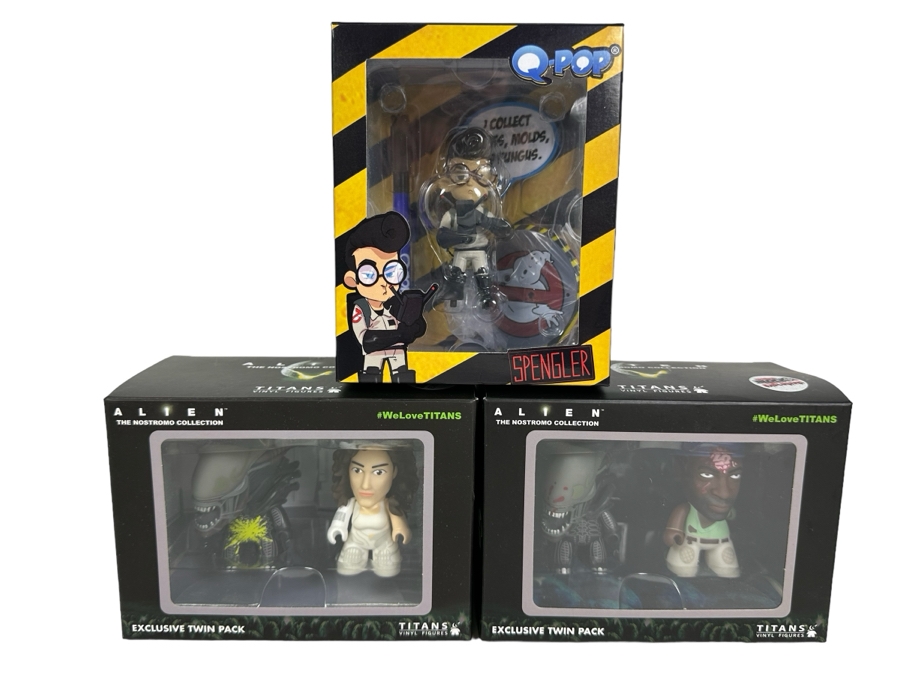 Pair Of Alien The Nostromo Collection Exclusive Twin Packs From Titans Vinyl Figures And Q-Pop Spengler Vinyl Figurine From Ghostbusters All New In Packaging