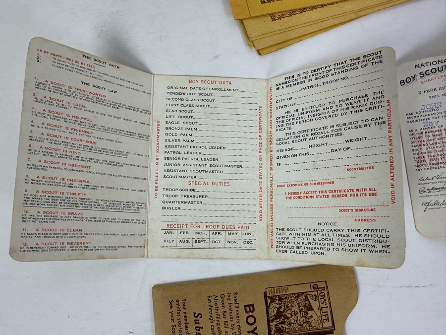 Vintage 1930s Boy Scouts Of America San Diego Area Council Merit Badges, (3) 1937/1938/1939 Boy Scouts Of America Membership Cards, (1) Vintage Boy Scouts Patch And (1) 1951 Scoutmaster Card [Photo 5]
