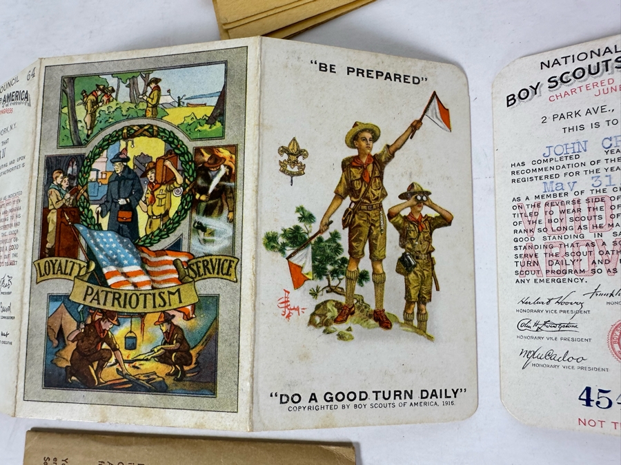 Vintage 1930s Boy Scouts Of America San Diego Area Council Merit Badges, (3) 1937/1938/1939 Boy Scouts Of America Membership Cards, (1) Vintage Boy Scouts Patch And (1) 1951 Scoutmaster Card [Photo 4]