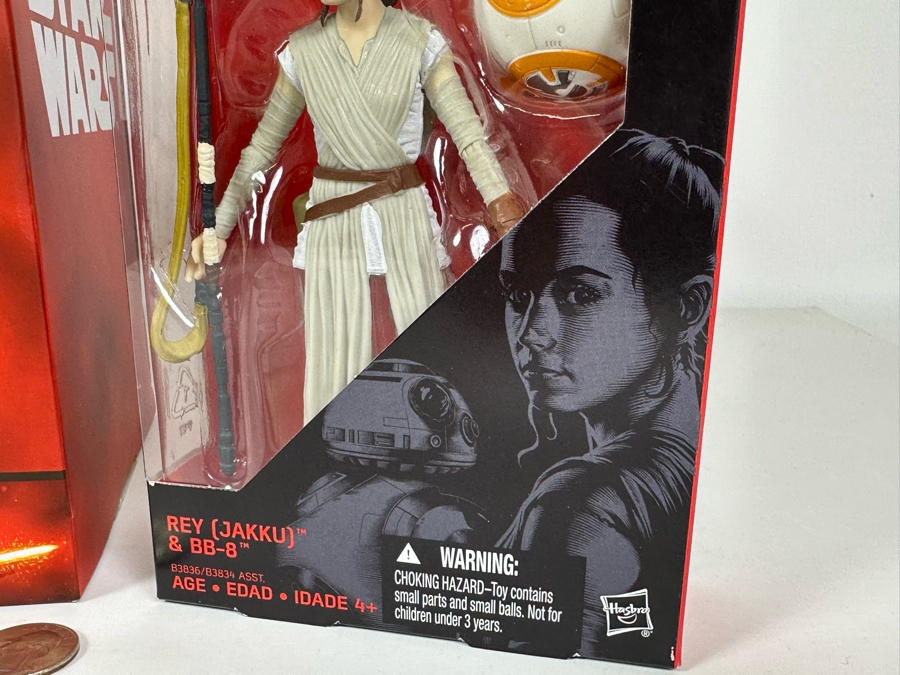 Pair Of Star Wars The Black Series Action Figures: Hans Solo / Rey (Jakku) & BB-8 Plus Star Wars Deluxe Die Cast Vehicle Kylo Ren Command Shuttle [Photo 5]