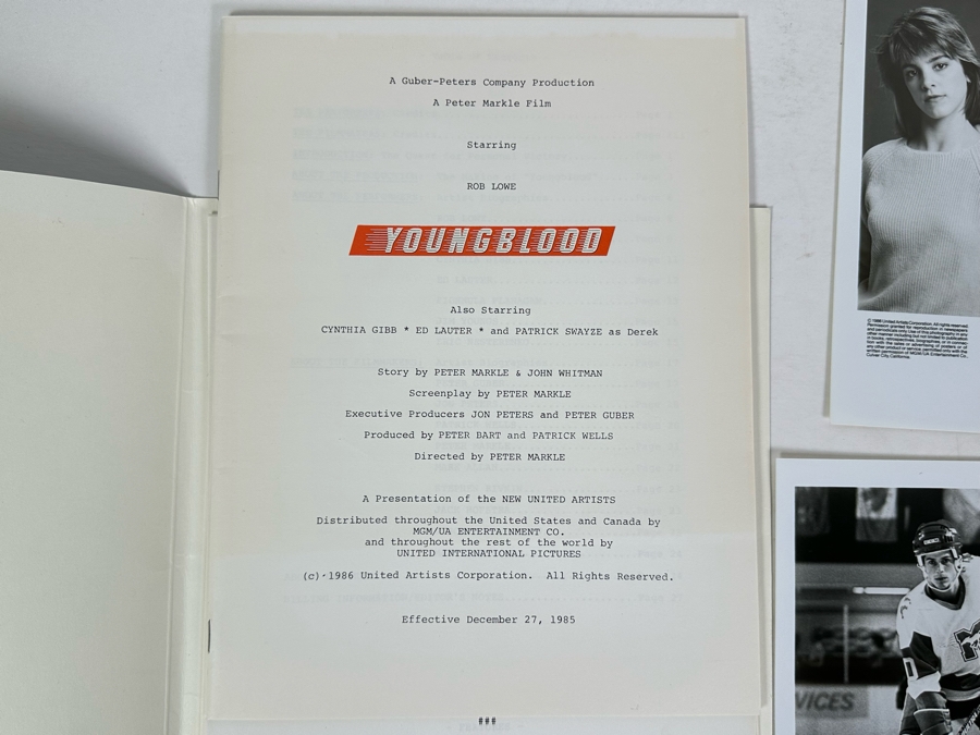 Youngblood With Patrick Swayze & Rob Lowe Movie Press Kit Promotional Items Including Two B&W 8 X 10 Press Photos [Photo 5]