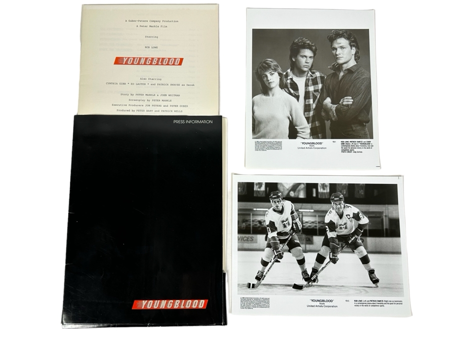 Youngblood With Patrick Swayze & Rob Lowe Movie Press Kit Promotional Items Including Two B&W 8 X 10 Press Photos [Photo 1]