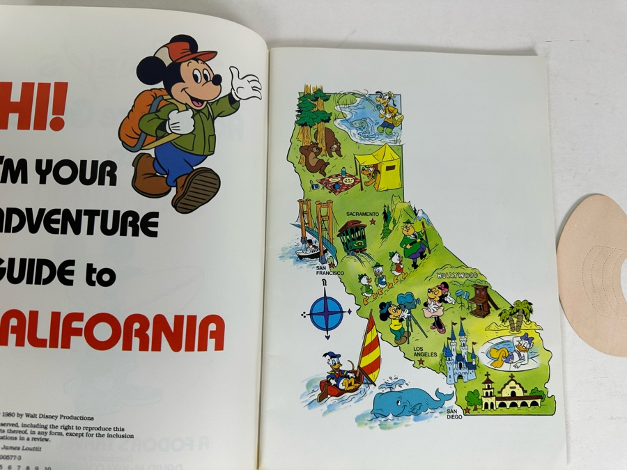1980 First Edition Disney's Adventure Guide To California Book And Vintage Walt Disney Mickey Mouse Paper Mask [Photo 5]
