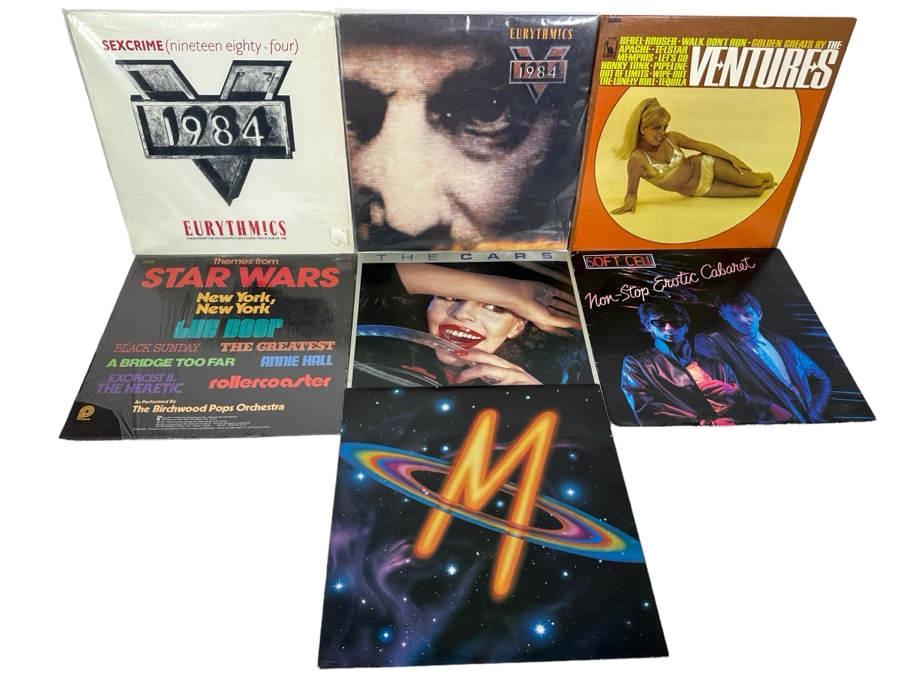 Vinyl Records Lot: Eurythmics, The Cars, The Ventures, Soft Cell, Pop Muzik By M (Robin Scott) & Movie Themes Including Star Wars