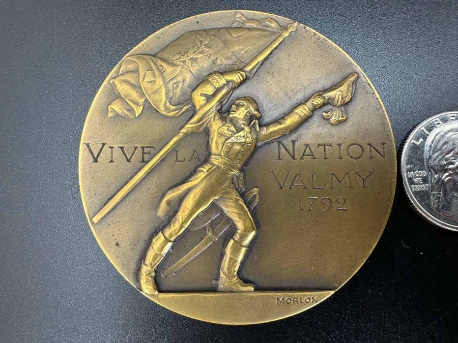 Vintage French Bronze Commemorative Medal Francois Christophe Kellermann (Duc De Valmy) By Pierre-Alexandre Morlon With Original Case 2.25'W [Photo 1]