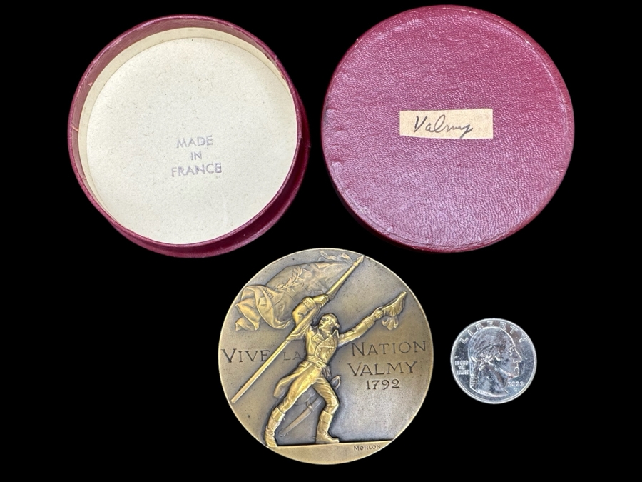 Vintage French Bronze Commemorative Medal Francois Christophe Kellermann (Duc De Valmy) By Pierre-Alexandre Morlon With Original Case 2.25'W [Photo 2]
