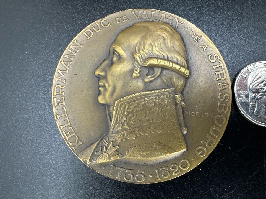 Vintage French Bronze Commemorative Medal Francois Christophe Kellermann (Duc De Valmy) By Pierre-Alexandre Morlon With Original Case 2.25'W [Photo 5]