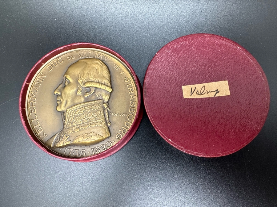 Vintage French Bronze Commemorative Medal Francois Christophe Kellermann (Duc De Valmy) By Pierre-Alexandre Morlon With Original Case 2.25'W [Photo 3]