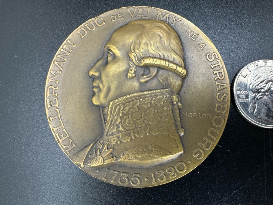 Vintage French Bronze Commemorative Medal Francois Christophe Kellermann (Duc De Valmy) By Pierre-Alexandre Morlon With Original Case 2.25'W [Photo 6]