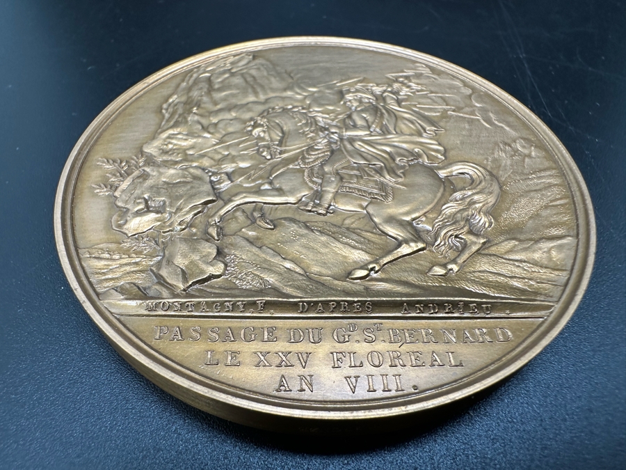 Vintage French Bronze Commemorative Medal The Battle Of Marengo, Napoleon Bonaparte (Emperor Napoleon I) By Nicolas Guy Antoine & Bertrand Andrieu With Original Case 2.25'W [Photo 7]