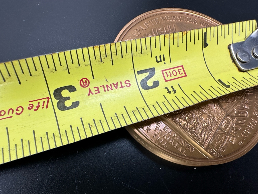 Vintage French Bronze Commemorative Medal The Battle Of Marengo, Napoleon Bonaparte (Emperor Napoleon I) By Nicolas Guy Antoine & Bertrand Andrieu With Original Case 2.25'W [Photo 13]