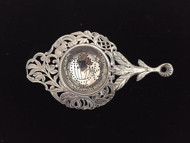 Vintage Silver Plate Elaborate Tea Strainer