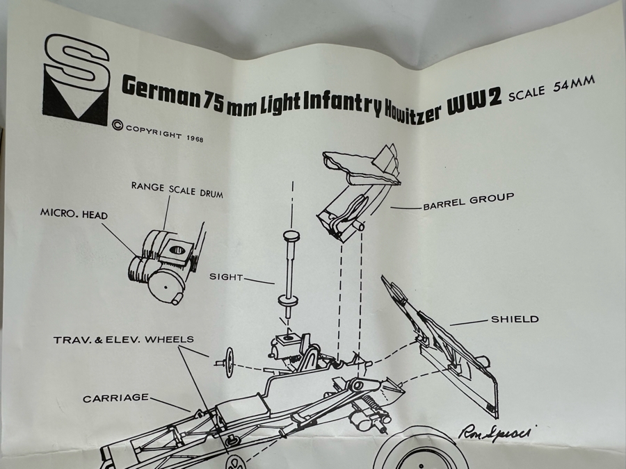 Vintage 1968 Superior Models Inc German 75mm Light Infantry Howitzer WW2 Scale 54mm With Original Box [Photo 7]