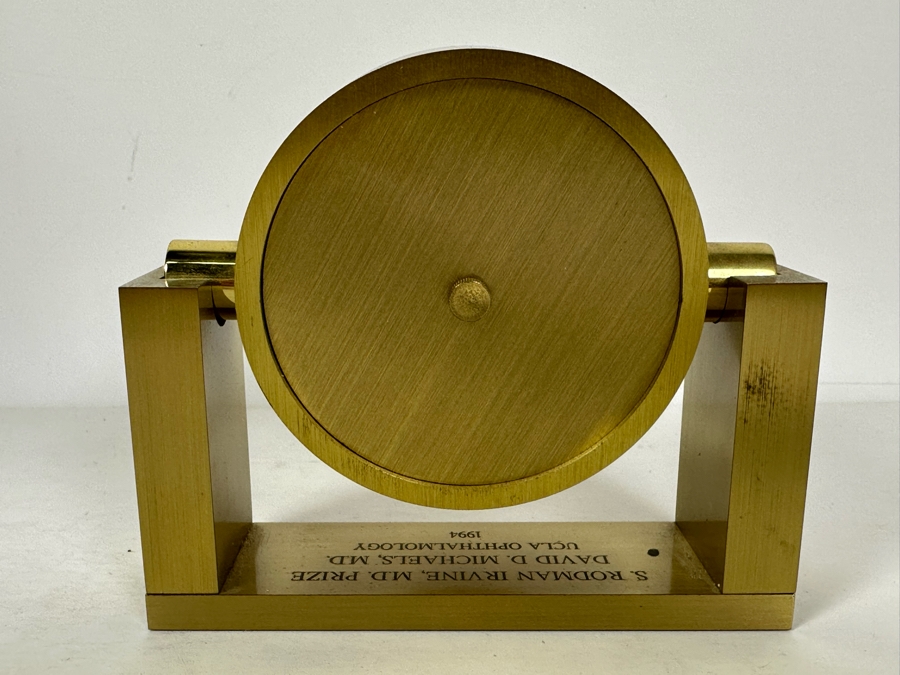 Vintage Tiffany & Co Brass Desk Clock Engraved To Dr. David D. Michaels, UCLA Ophthalmology 5W X 4.5H [Photo 7]