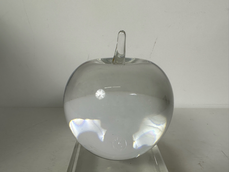 Vintage Tiffany & Co Crystal Apple Award Engraved To Dr. David D. Michaels, UCLA Ophthalmology 5W [Photo 2]