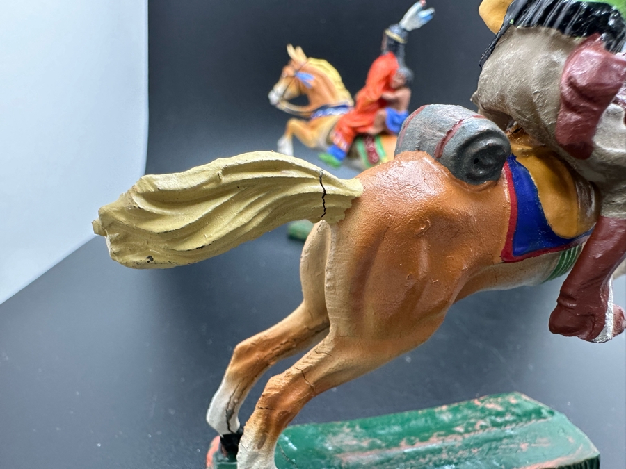 (5) Vintage Elastolin Germany O&M Hausser Toy Cowboys And Indians Miniature Figures [Photo 19]