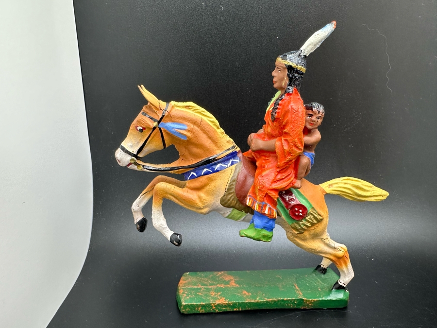 (5) Vintage Elastolin Germany O&M Hausser Toy Cowboys And Indians Miniature Figures [Photo 8]