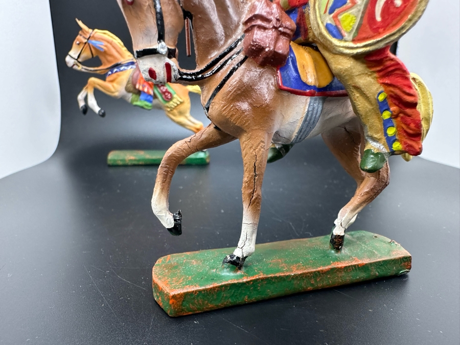 (5) Vintage Elastolin Germany O&M Hausser Toy Cowboys And Indians Miniature Figures [Photo 13]