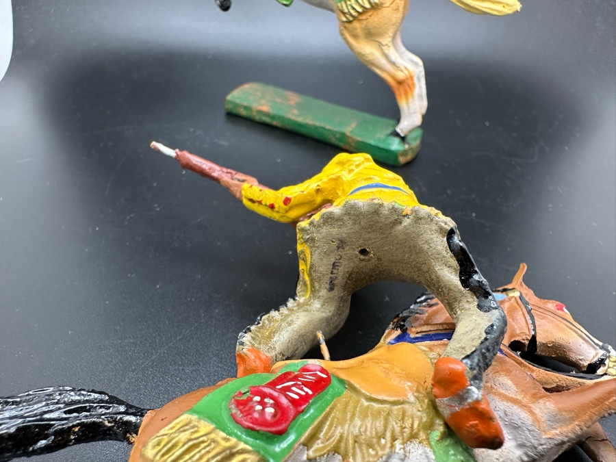(5) Vintage Elastolin Germany O&M Hausser Toy Cowboys And Indians Miniature Figures [Photo 17]