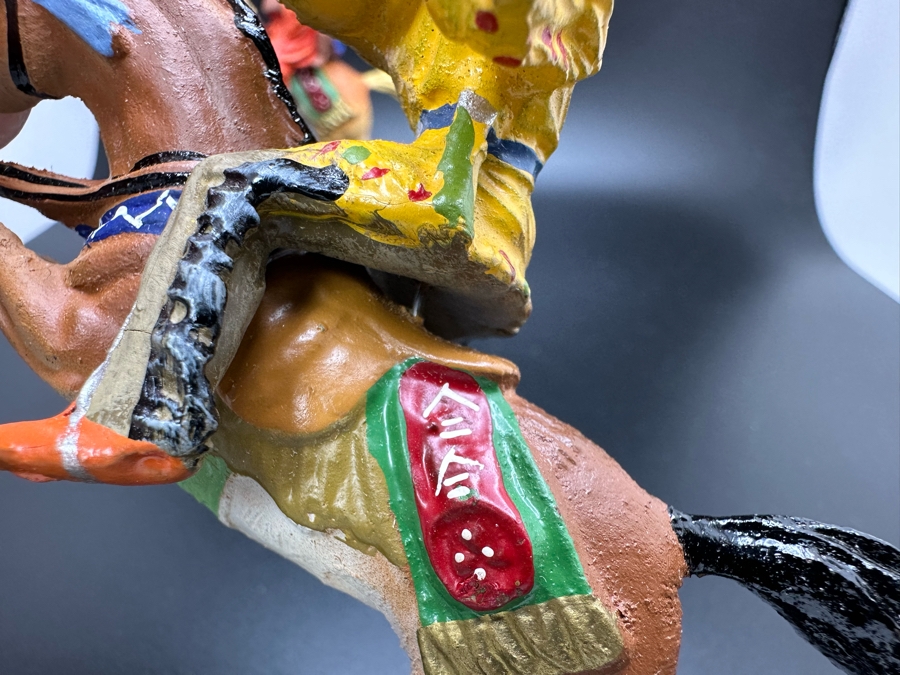 (5) Vintage Elastolin Germany O&M Hausser Toy Cowboys And Indians Miniature Figures [Photo 14]