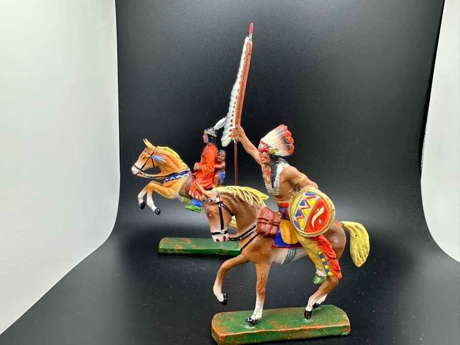 (5) Vintage Elastolin Germany O&M Hausser Toy Cowboys And Indians Miniature Figures [Photo 10]